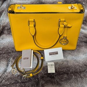 henri bendel Yellow Structured Satchel with Charm